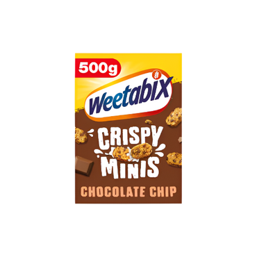 Weetabix Crispy Minis Cereal – Chocolate Chip 500g – crunchy whole grain cereal with chocolate chips
